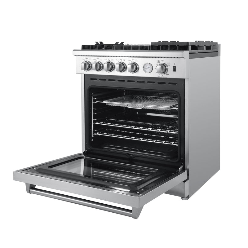 Forno 30" Lazio Gas Range with 5 Sealed Burner, Temp. Gauge, Air Fryer, & Reversible Griddle (FFSGS6276-30)