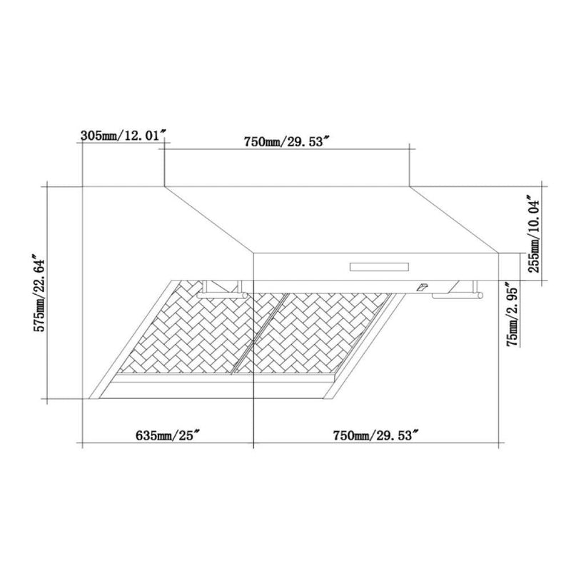 Forno 30" Wall Mount Range Hood with Red Light Warmer, Shelf/Backsplash, and 600 CFM Motor (FRHWM5029-30HB)