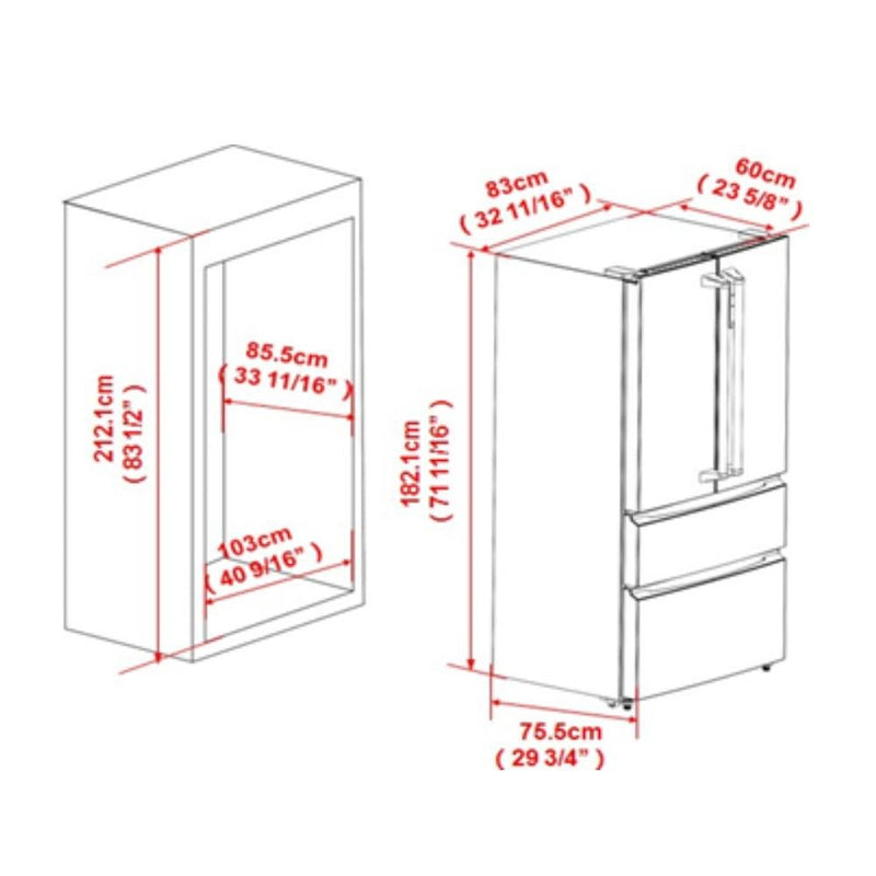 Forno 33" French Door Refrigerator - 19 cu.ft in Stainless Steel (FFFFD1907-33SB)