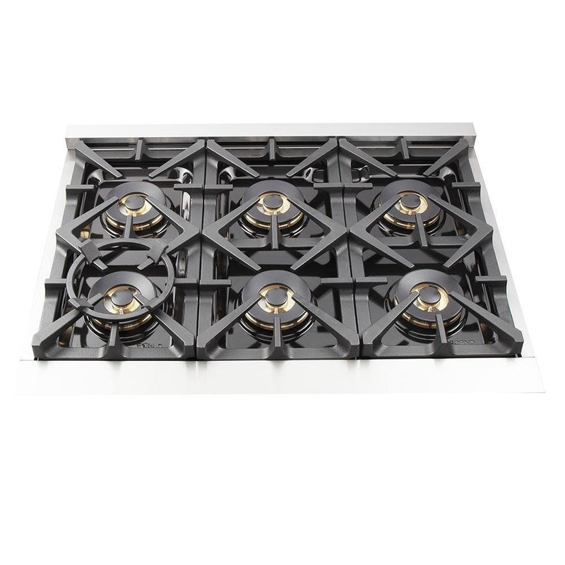 Forno 36" Capriasca Dual Fuel Range - Gas Cooktop with 240v Electric Oven - 6 Burners, Convection Oven and 120,000 BTUs (FFSGS6187-36)