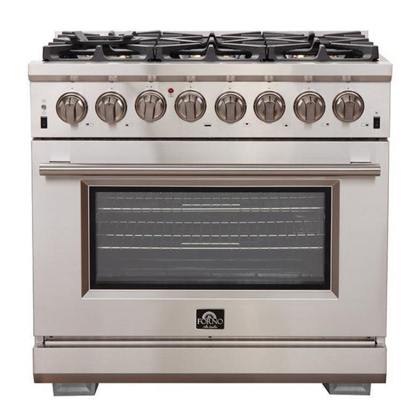 Forno 36" Capriasca Dual Fuel Range - Gas Cooktop with 240v Electric Oven - 6 Burners, Convection Oven and 120,000 BTUs (FFSGS6187-36)