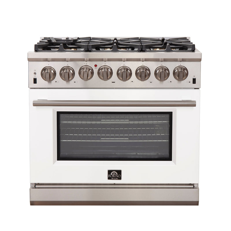 Forno 36" Capriasca Dual Fuel Range with 6 Gas Burners and 240v Electric Oven in Stainless Steel with White Door (FFSGS6187-36WHT)