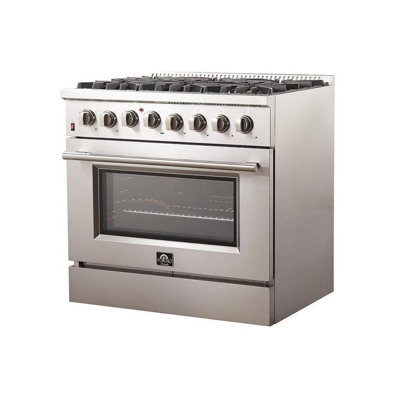 Forno 36" Galiano Gas Range with 240v Electric Oven - 6 Burners and Convection Oven (FFSGS6156-36)