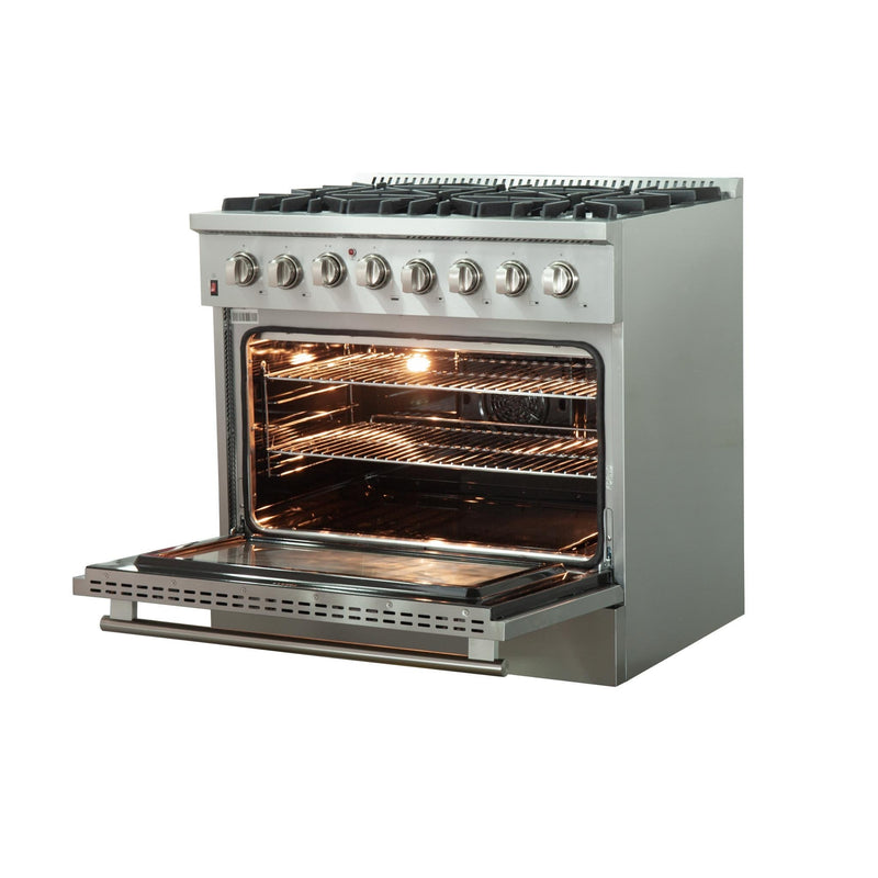 Forno 36" Galiano Gas Range with 240v Electric Oven - 6 Burners and Convection Oven (FFSGS6156-36)