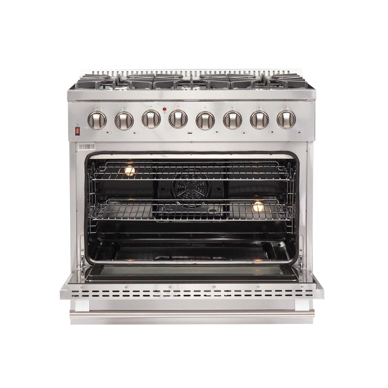 Forno 36" Galiano Gas Range with 240v Electric Oven - 6 Burners and Convection Oven (FFSGS6156-36)