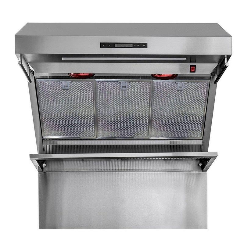 Forno 36" Wall Mount Range Hood with Red Light Warmer, Shelf/Backsplash, and 1200 CFM Motor (FRHWM5029-36HB)