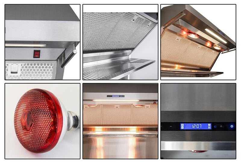 Forno 36" Wall Mount Range Hood with Red Light Warmer, Shelf/Backsplash, and 1200 CFM Motor (FRHWM5029-36HB)