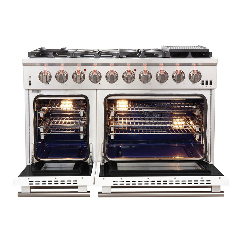 Forno 48" Capriasca Gas Range with 8 Gas Burners and Convection Oven in Stainless Steel with White Door (FFSGS6260-48WHT)