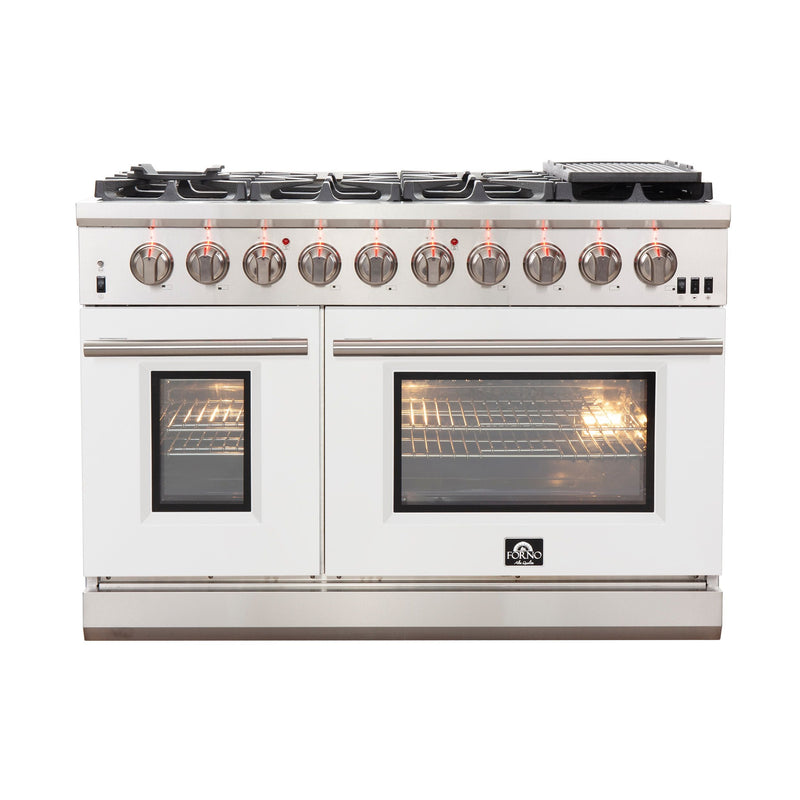 Forno 48" Capriasca Gas Range with 8 Gas Burners and Convection Oven in Stainless Steel with White Door (FFSGS6260-48WHT)