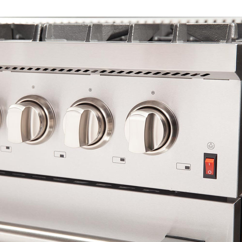 Forno 48" Galiano Dual Fuel Range - Gas Cooktop with 240v Electric Oven - 8 Burners, Griddle, and Double Oven (FFSGS6156-48)