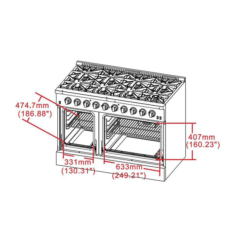 Forno 48" Galiano Gas Range with 8 Burners and Reversible Griddle in Stainless Steel (FFSGS6244-48)