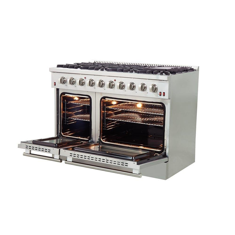 Forno 48" Galiano Gas Range with 8 Burners and Reversible Griddle in Stainless Steel (FFSGS6244-48)