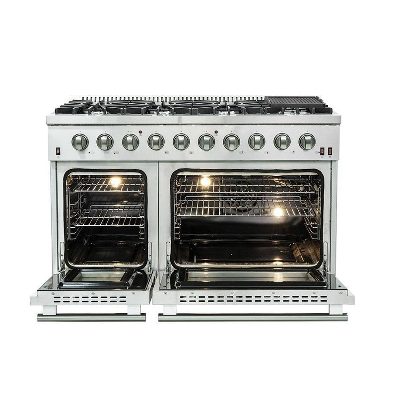 Forno 48" Galiano Gas Range with 8 Burners and Reversible Griddle in Stainless Steel (FFSGS6244-48)