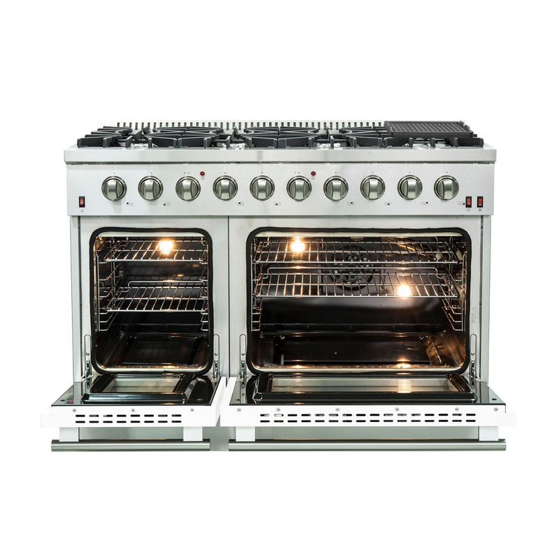 Forno 48" Galiano Gas Range with 8 Gas Burners and Convection Oven in Stainless Steel with White Door (FFSGS6244-48WHT)