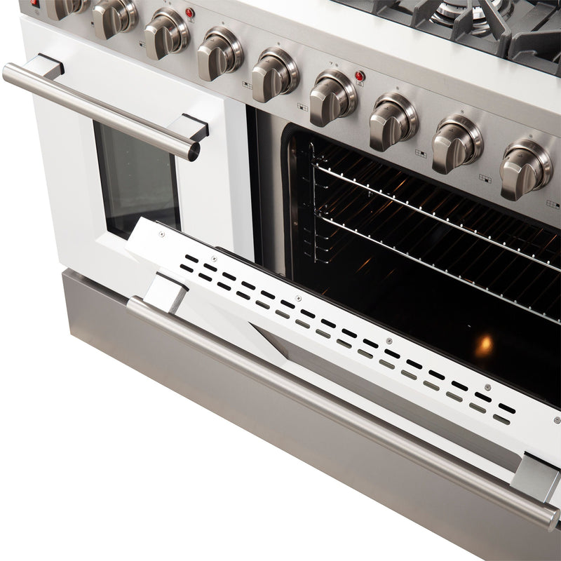 Forno 48" Galiano Gas Range with 8 Gas Burners and Convection Oven in Stainless Steel with White Door (FFSGS6244-48WHT)