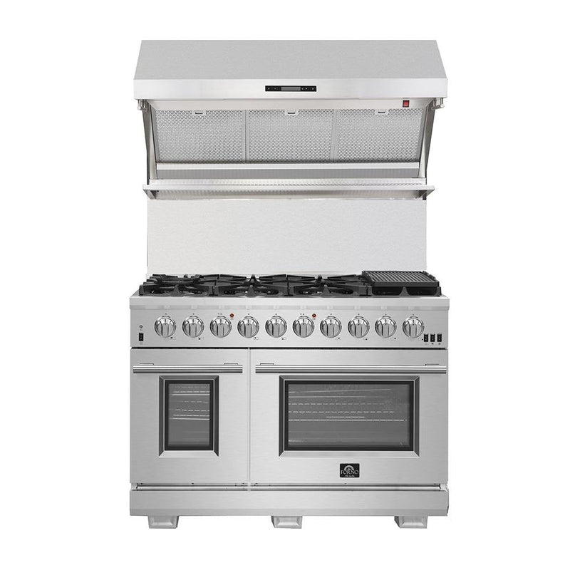 Forno 48" Wall Mount Range Hood with Red Light Warmer, Shelf/Backsplash, and 1200 CFM Motor (FRHWM5029-48HB)