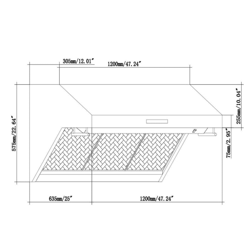 Forno 48" Wall Mount Range Hood with Red Light Warmer, Shelf/Backsplash, and 1200 CFM Motor (FRHWM5029-48HB)