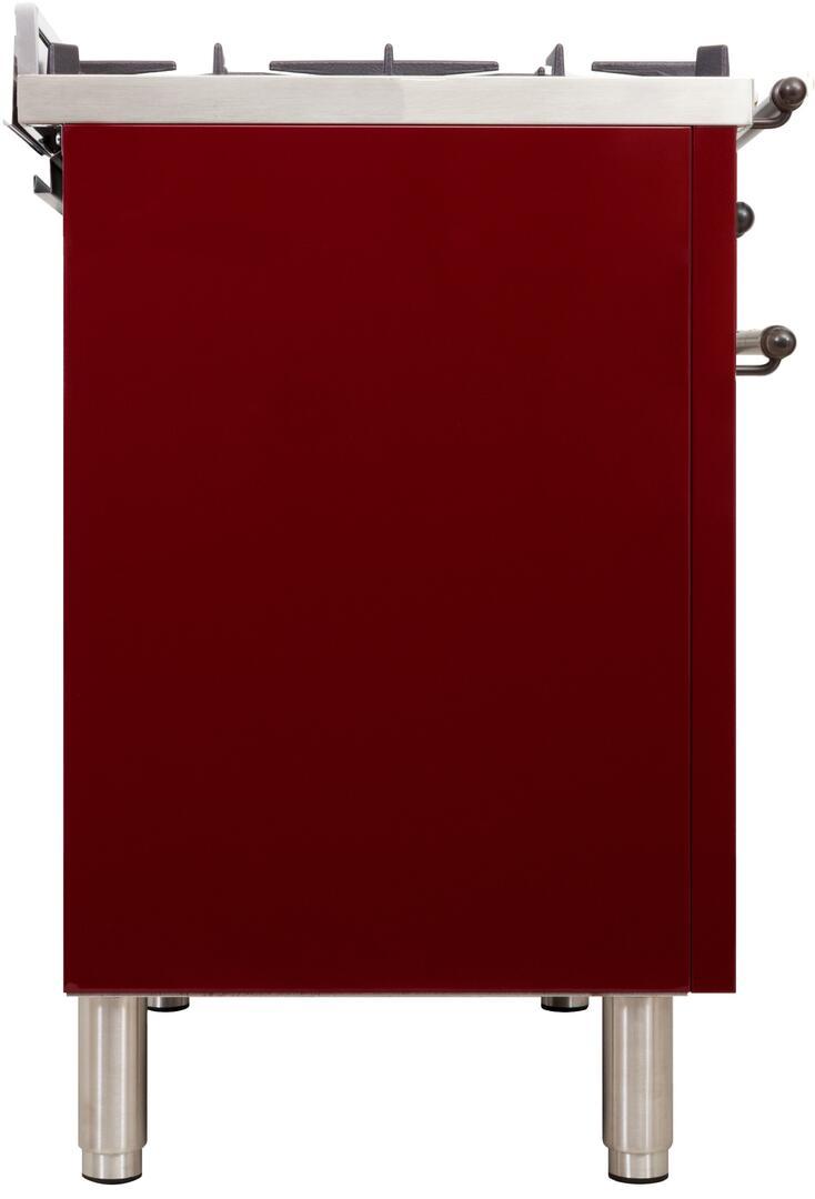 ILVE 24" Nostalgie - Dual Fuel Range with 4 Sealed Burners - 2.44 cu. ft. Oven - Bronze Trim in Burgundy (UPN60DMPRBY)