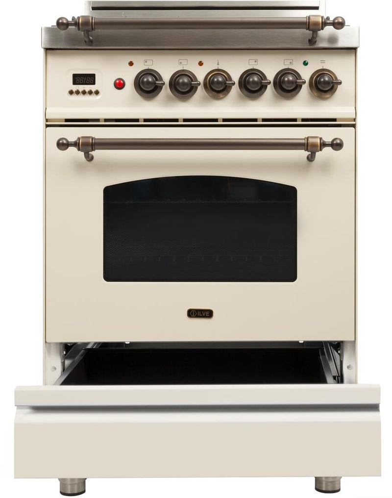 ILVE 24" Nostalgie Gas Range in Antique White with Bronze Trim (UPN60DVGGAY)