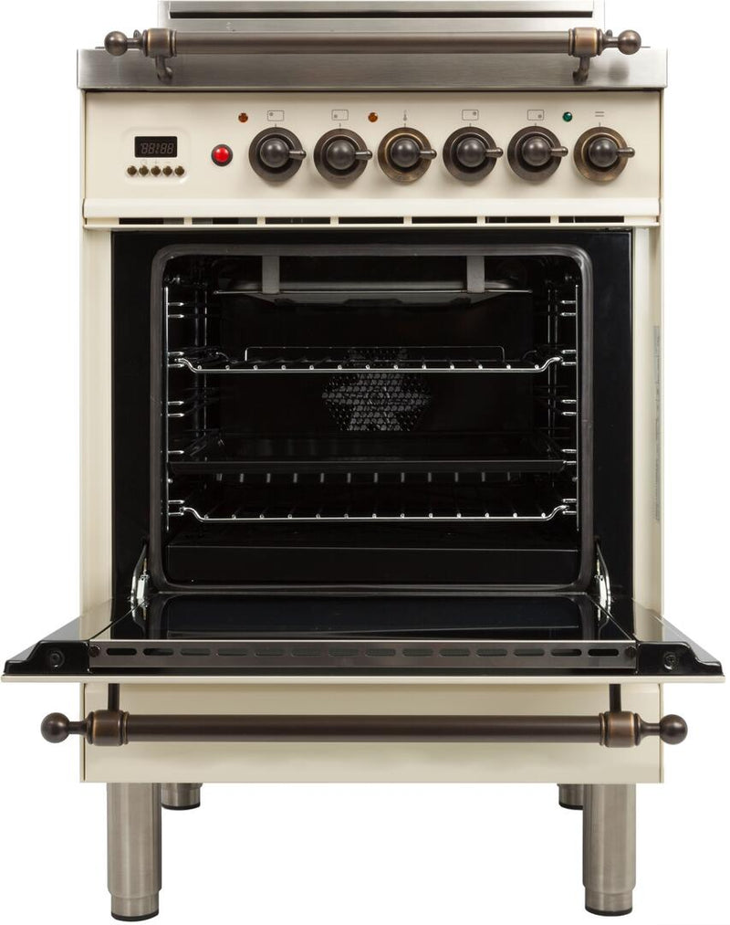 ILVE 24" Nostalgie Gas Range in Antique White with Bronze Trim (UPN60DVGGAY)