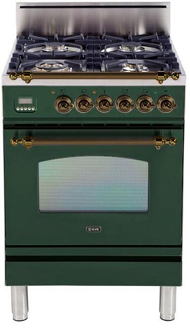 ILVE 24" Nostalgie Gas Range in Emerald Green with Bronze Trim (UPN60DVGGVSY)