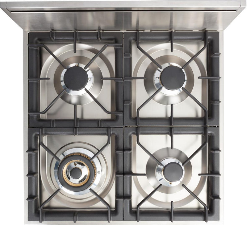 ILVE 24" Nostalgie Gas Range with 4 Brass Sealed Burners - 2.4 cu. ft. Oven - Brass Trim in Antique White (UPN60DVGGA)