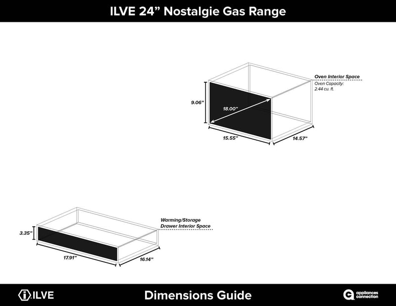 ILVE 24" Nostalgie Gas Range with 4 Brass Sealed Burners - 2.4 cu. ft. Oven - Brass Trim in Midnight Blue (UPN60DVGGBL)