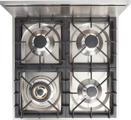 ILVE 24" Professional Plus Range with 4 Sealed Brass Burners - 2.4 cu. ft. Oven - in White with Chrome Trim (UPW60DVGGB)