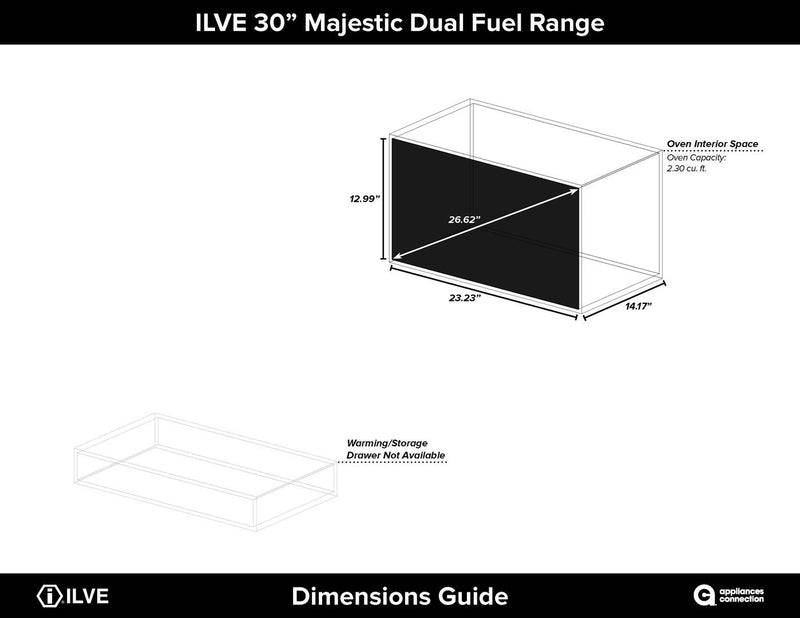 ILVE 30" Majestic II Dual Fuel Range with 5 Burners - 2.3 cu. ft. Oven - Brass Trim in Antique White (UM30DNE3AWG)