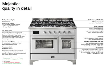 ILVE 30" Majestic II Dual Fuel Range with 5 Burners - 2.3 cu. ft. Oven - Bronze Trim in White (UM30DNE3WHB)