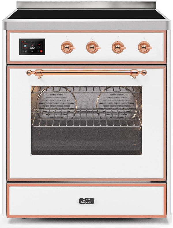 ILVE 30" Majestic II induction Range - Copper Trim in White (UMI30NE3WHP)