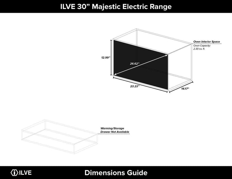 ILVE 30" Majestic II induction Range with 4 Elements - 2.3 cu. ft. Oven - Brass Trim in Custom RAL Color (UMI30NE3RALG)