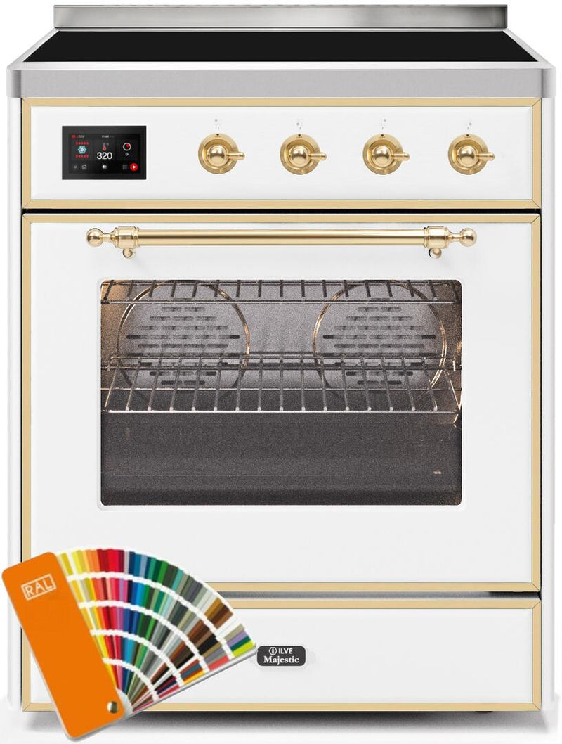 ILVE 30" Majestic II induction Range with 4 Elements - 2.3 cu. ft. Oven - Brass Trim in Custom RAL Color (UMI30NE3RALG)