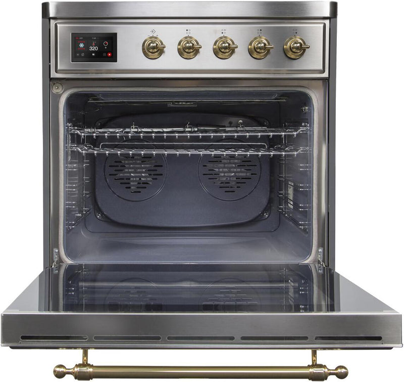 ILVE 30" Majestic II induction Range with 4 Elements - 2.3 cu. ft. Oven - Brass Trim in Stainless Steel (UMI30NE3SSG)