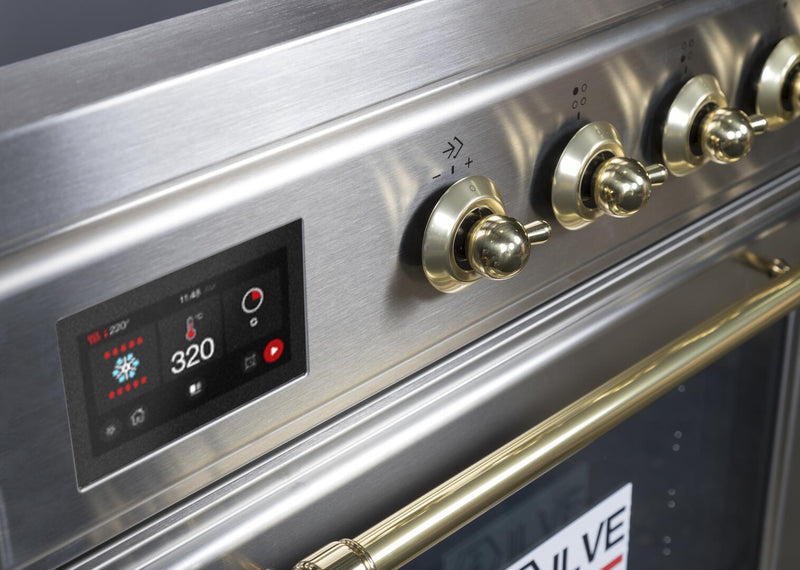 ILVE 30" Majestic II induction Range with 4 Elements - 2.3 cu. ft. Oven - Brass Trim in Stainless Steel (UMI30NE3SSG)