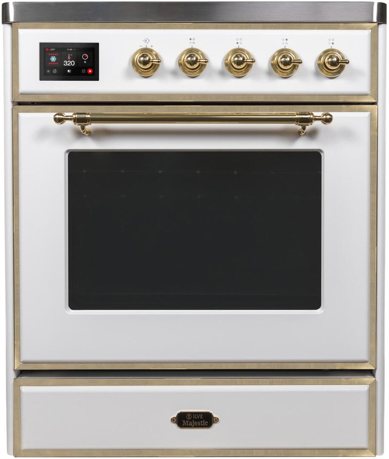 ILVE 30" Majestic II induction Range with 4 Elements - 2.3 cu. ft. Oven - Brass Trim in White (UMI30NE3WHG)