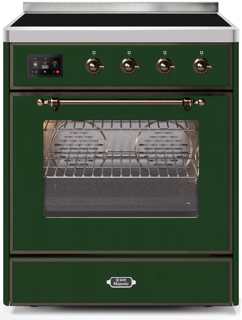 ILVE 30" Majestic II induction Range with 4 Elements - 2.3 cu. ft. Oven - Bronze Trim in Emerald Green (UMI30NE3EGB)