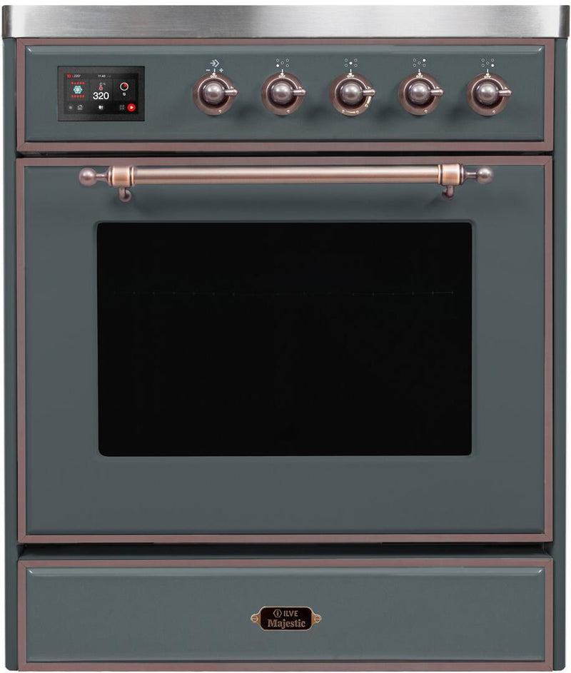 ILVE 30" Majestic II induction Range with 4 Elements - 2.3 cu. ft. Oven - Bronze Trim in Midnight Blue (UMI30NE3MBB)