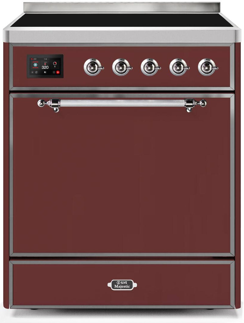 ILVE 30" Majestic II induction Range with 4 Elements - 2.3 cu. ft. Oven - Burgundy (UMI30QNE3BUC)