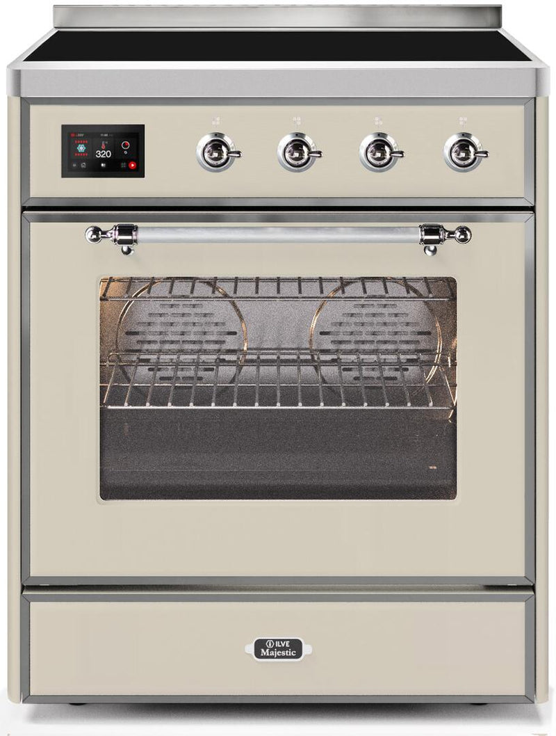 ILVE 30" Majestic II induction Range with 4 Elements - 2.3 cu. ft. Oven - Chrome Trim in Antique White (UMI30NE3AWC)