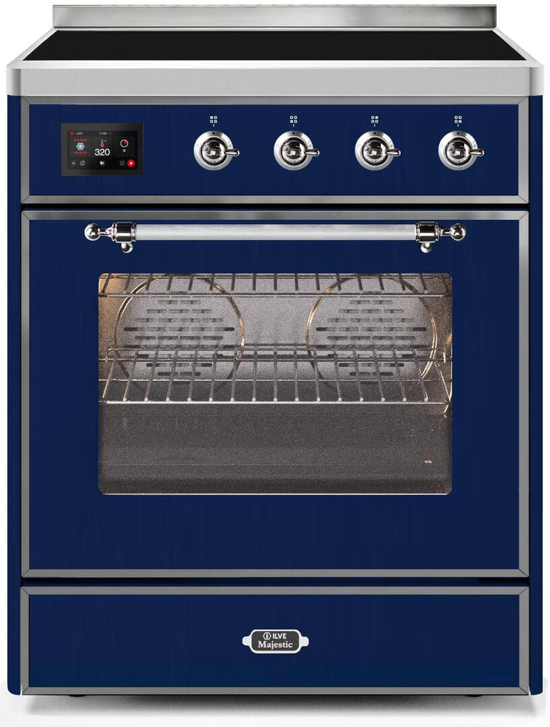 ILVE 30" Majestic II induction Range with 4 Elements - 2.3 cu. ft. Oven - Chrome Trim in Midnight Blue (UMI30NE3MBC)