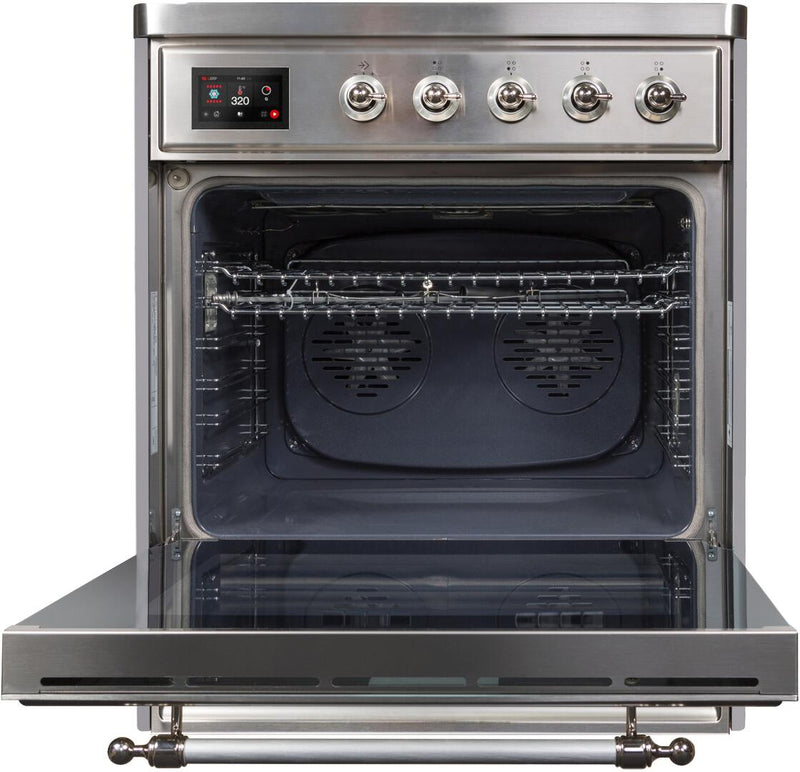 ILVE 30" Majestic II induction Range with 4 Elements - 2.3 cu. ft. Oven - Chrome Trim in Stainless Steel (UMI30NE3SSC)