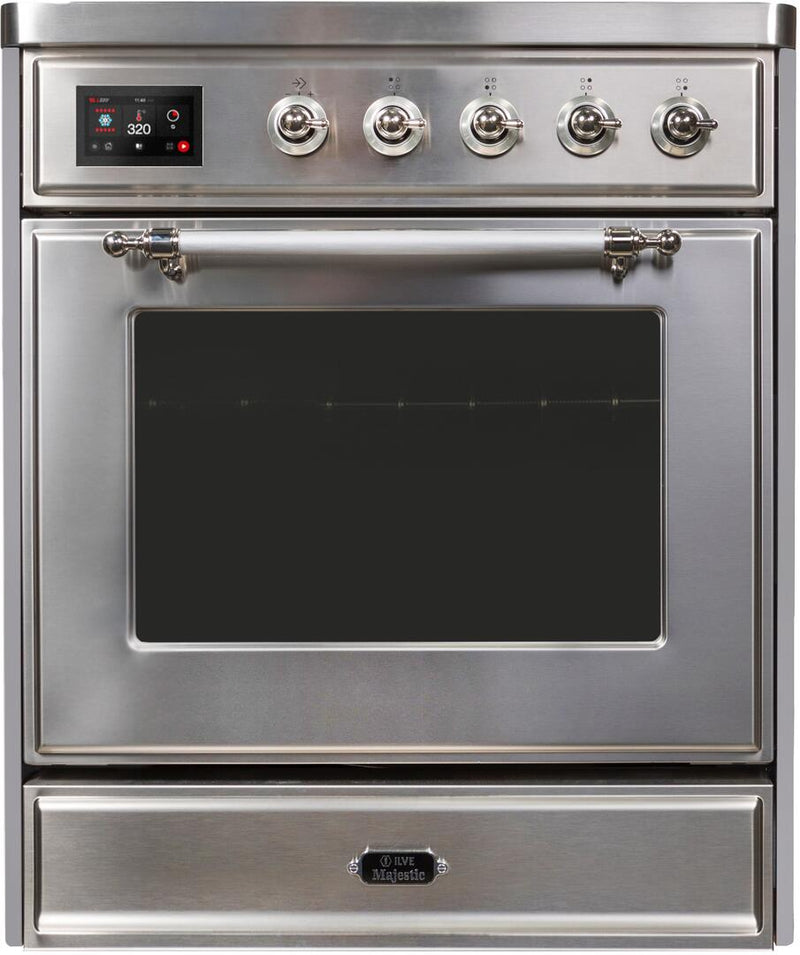 ILVE 30" Majestic II induction Range with 4 Elements - 2.3 cu. ft. Oven - Chrome Trim in Stainless Steel (UMI30NE3SSC)