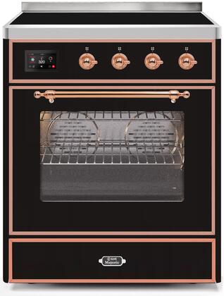 ILVE 30" Majestic II induction Range with 4 Elements - 2.3 cu. ft. Oven - Copper Trim in Glossy Black (UMI30NE3BKP)