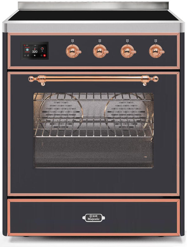 ILVE 30" Majestic II induction Range with 4 Elements - 2.3 cu. ft. Oven Copper Trim in Matte Graphite (UMI30NE3MGP)