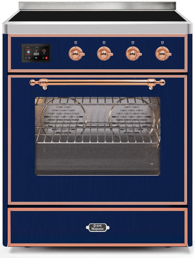 ILVE 30" Majestic II induction Range with 4 Elements - 2.3 cu. ft. Oven - Copper Trim in Midnight Blue (UMI30NE3MBP)