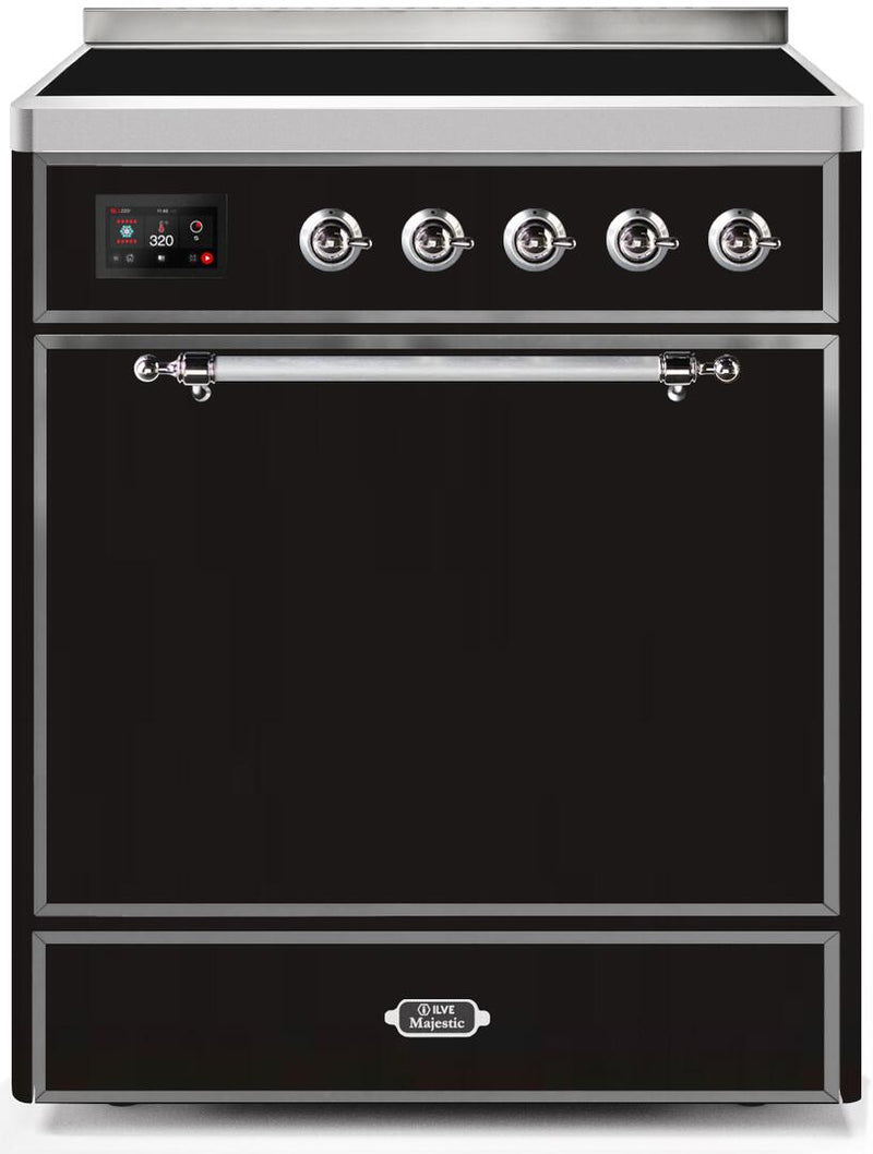 ILVE 30" Majestic II induction Range with 4 Elements - 2.3 cu. ft. Oven - Glossy Black (UMI30QNE3BKC)