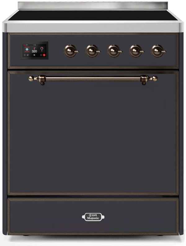 ILVE 30" Majestic II induction Range with 4 Elements - 2.3 cu. ft. Oven - Matte Graphite (UMI30QNE3MGB)