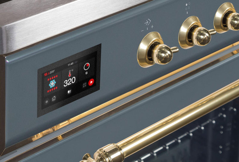 ILVE 30" Majestic II induction Range with 4 Elements - 2.3 cu. ft. Oven in Blue Grey with Brass Trim (UMI30NE3BGG)