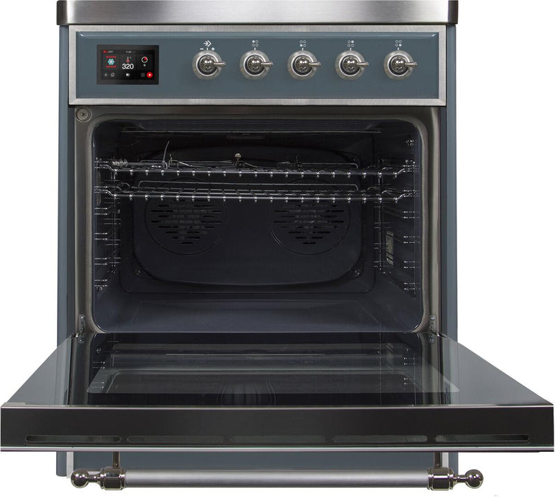 ILVE 30" Majestic II induction Range with 4 Elements - 2.3 cu. ft. Oven in Blue Grey with Chrome Trim (UMI30NE3BGC)